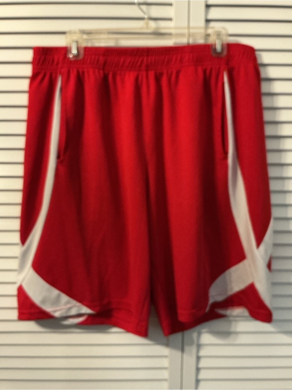 Men's Performance Red Athletic Shorts with White Accents